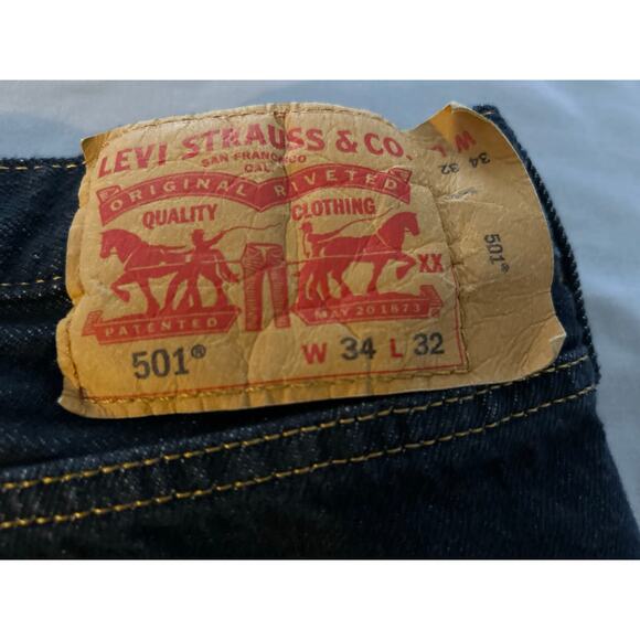 Levi's 501 Original Fit Jeans Men's 34x32 Straight Leg Button Fly Denim Preppy - Picture 10 of 13